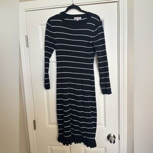 Nanette Lepore Black and White Striped Long Sleeve Dress